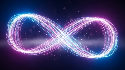 Infinity Symbol Light Trails Blue Pink Neon Glow Digital Art.