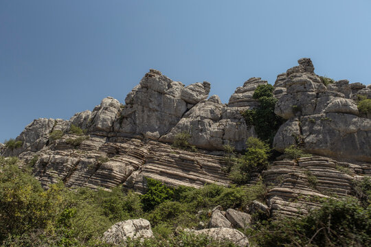 Differential erosion of massive and laminated limestones in the Torcal de Antequera massif, Malaga, Spain