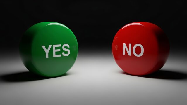 Yes or no decision concept representing choices, commitment, and problem solving