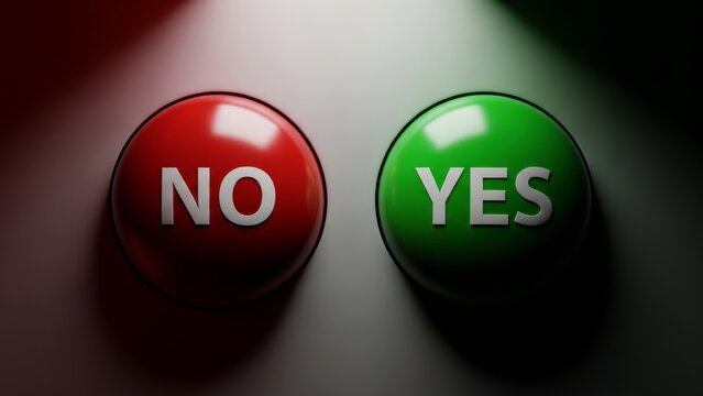 Yes or no decision concept representing choices, commitment, and problem solving