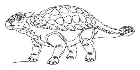 Single line vector sketch of an armored ankylosaurus dinosaur © Wieslaw