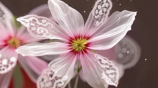 Delicate lace edged white flowers close up montage.