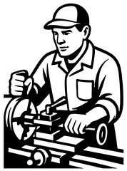 Turner operating a machine to create precision parts