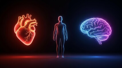 Heart versus mind decision concept symbolizing emotional and logical choices
