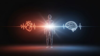 Heart versus mind decision concept symbolizing emotional and logical choices