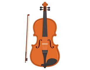 Fototapeta premium Illustration of a violin with bow on white