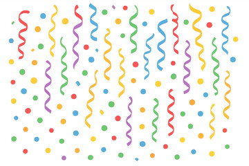 Obraz premium Colorful falling confetti and streamers creating a festive atmosphere for celebrations, parties with a transparent background