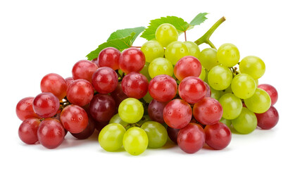 Fresh mixed red and green grapes isolated on white background