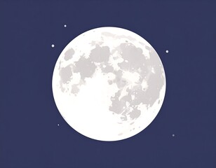 Illustration shows a full moon in a dark blue sky, with a few stars dotted around it