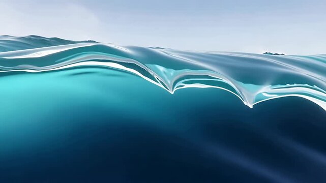 Powerful ocean waves curling over a glassy blue surface.