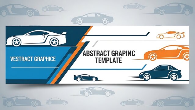 Modern Automotive Banner Design Template with Abstract Sport Car Graphics and Geometric Elements - Powered by Adobe