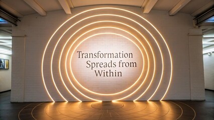 Glowing concentric circles with inspirational quote about transformation