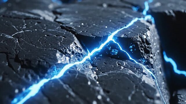 Electricity flowing through dark rock formation