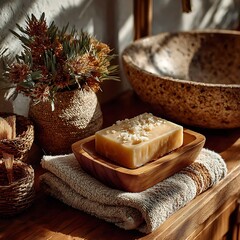 Minimalist bamboo soap dish for modern interiors high resolution picture