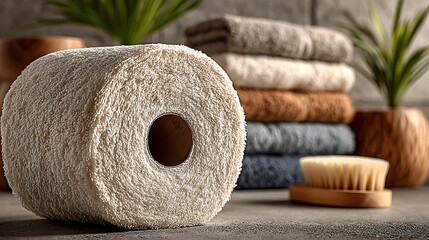 Minimalist bamboo toilet paper in muted palette high resolution picture