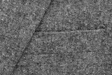 Detail of a pocket of a gray woolen coat close up background