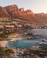Aerial view from Camps Bay in Cape Town, South Africa