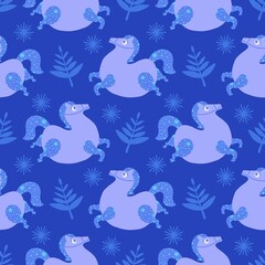 Christmas animals seamless horse pattern for wrapping paper and fabrics and party and kids print