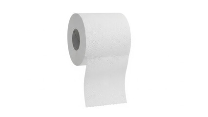 Fototapeta premium Roll of white toilet paper on a plain background.
