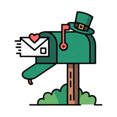 Love letter arriving in stylish mailbox with top hat Vector, illustration