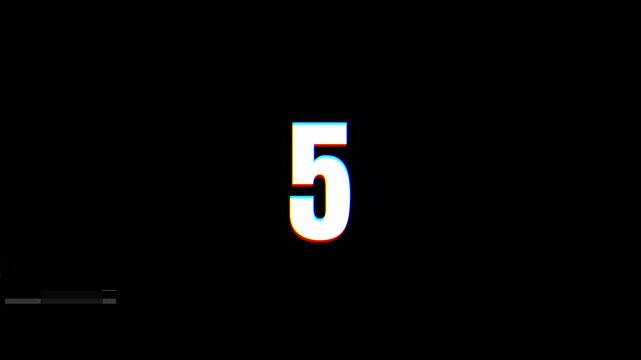 10 second countdown glitch timer animation. 4k video. alpha channel