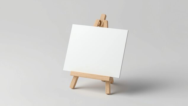 Advertising picture calendar display blank art board mini easel wooden stand or standee template mock up. 3d render illustration