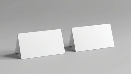 Bi fold or Horizontal half fold brochure mock up isolated on soft gray background. 3D render illustration