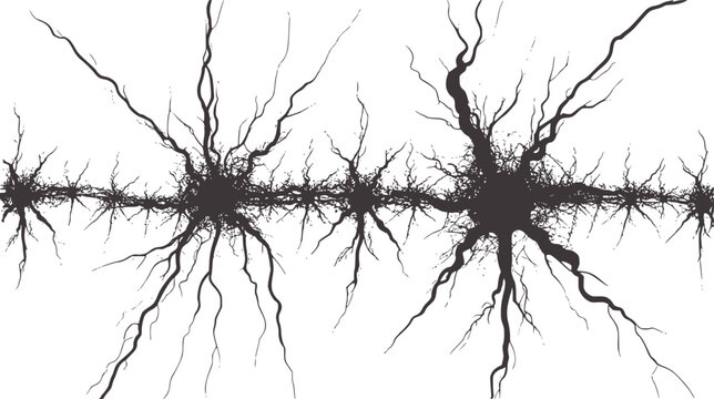Monochrome digital of a neuron cell with dendrites and axon