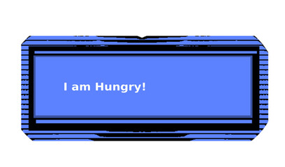 Shark retro monitor with inscription, I am Hungry!, horizontal background. On isolated transparent background.