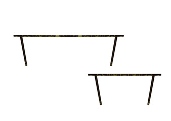 Old metal handrail with broken paint. On isolated transparent background.