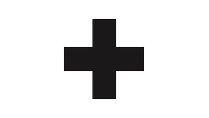 Obraz premium Black Medical Cross Symbol Isolated White.