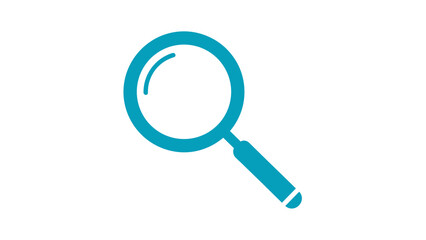 Blue Magnifying Glass Icon Closeup View.