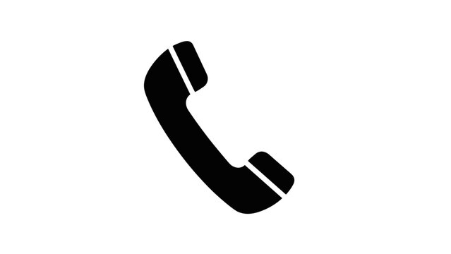 Black Telephone Handset Icon on White.
