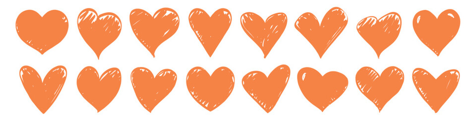 Design pink heart shapes icons set. Simple illustration of heart love day valentine vector icons