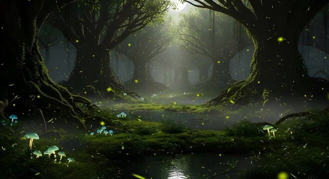 Sunlight in Green Forest