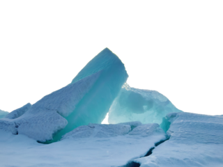 Turquoise Ice Blocks Isolated On TransparentTurquoise blue ice blocks with rough texture isolated on transparent background, natural frozen shapes for design,climate, winter, cold concept  environtmet