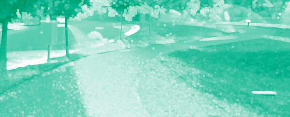 Faded Filtered Green monotone photo of a Treelined Pathway, path, trail, sidewalk, walking path, journey, park, park path, footpath, sidewalk, course, course of action, way, way to go, walk, walkway