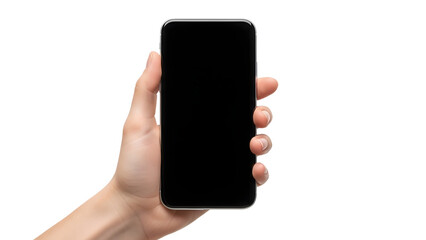 Person&rsquo;s Hand Holding Mobile Phone with Black Screen