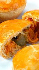 Chicken pie stuffed with cream cheese and olives