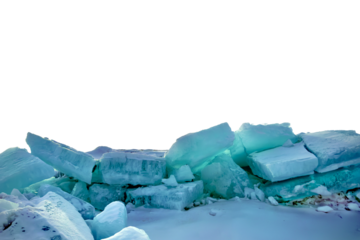Turquoise Ice Blocks Isolated On TransparentTurquoise blue ice blocks with rough texture isolated on transparent background, natural frozen shapes for design,climate, winter, cold concept  environtmet