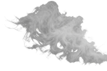 White swirling smoke creating abstract textured vapor for atmospheric effects on transparent background