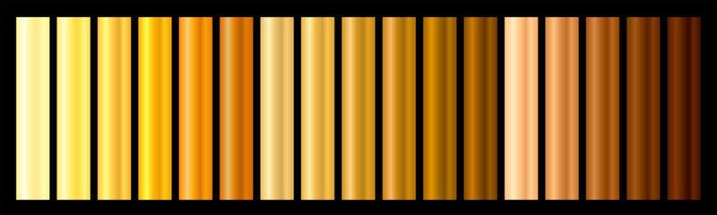 Luxury gold color gradient palette from light yellow to deep bronze for premium backgrounds