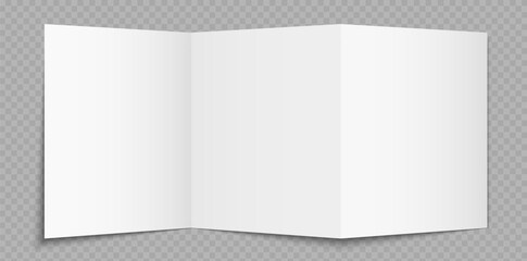 Realistic blank folded brochure mockup for branding, print design, marketing, presentation. Vector illustration