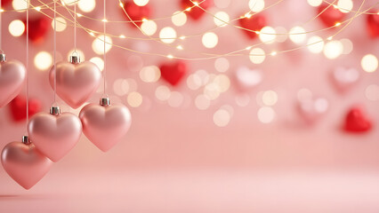 Soft Pink Valentine Heart Bokeh Background Romantic Love Sparkle Transparent PNG