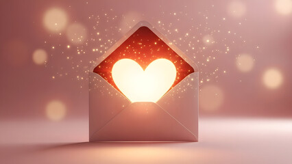 Valentine Love Letter Envelope Glowing Heart Romantic Message Transparent PNG