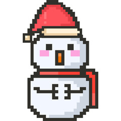 Christmas Pixel Art Icon Set with Santa Claus Snowman and Holiday Decorations