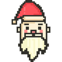 Christmas Pixel Art Icon Set with Santa Claus Snowman and Holiday Decorations