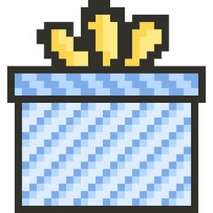 Christmas Pixel Art Icon Set with Santa Claus Snowman and Holiday Decorations