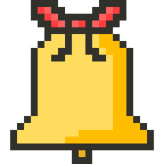 Christmas Pixel Art Icon Set with Santa Claus Snowman and Holiday Decorations