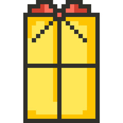 Christmas Pixel Art Icon Set with Santa Claus Snowman and Holiday Decorations